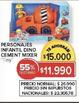 Carrefour Tiny personajes infantil dino cement mixer oferta