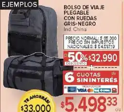 Carrefour Bolso de viaje plegable con ruedas gris+negro oferta