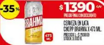 Supermercados DIA Brahma cerveza en lata chopp oferta