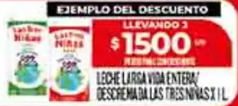 Leche larga vida entera/ descremadalas tresninas