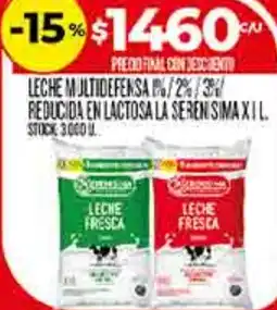 Supermercados DIA Leche multidefensa %2%/3% reducida en lactosa la seren sima oferta