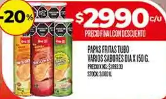 Supermercados DIA Dia papas fritas tubo varios sabores oferta