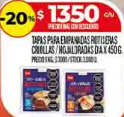Supermercados DIA Dia tapas papa empanadas rotiseras crollas/hojaloradas oferta