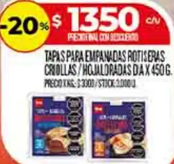 Supermercados DIA Dia tapas papa empanadas rotiseras crollas/hojaloradas oferta
