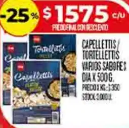 Supermercados DIA Dia capellettis tortelletts varios sabofes oferta