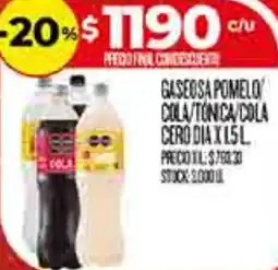 Supermercados DIA Dia gaseosa pomelo/cola/tonica/cola cero oferta