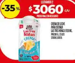 Supermercados DIA Las tres niñas crema de leche para cocinar oferta
