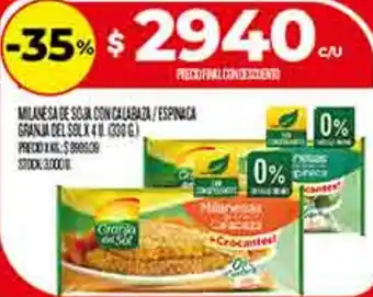 Supermercados DIA Milanesa de soul con calabaza/espinaca oferta