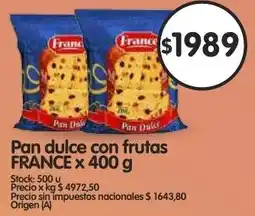 Supermercados Buenos Días France pan dulce con frutas oferta