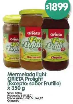 Supermercados Buenos Días Orieta mermelada light prolight oferta