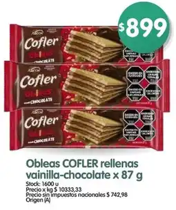 Supermercados Buenos Días Cofler obleas rellenas vainilla-chocolate oferta