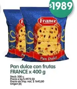 Supermercados Buenos Días France pan dulce con frutas oferta