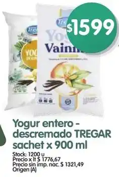 Supermercados Buenos Días Tregar yogur entero- descremado sachet oferta