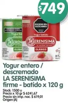 Supermercados Buenos Días La serenisima yogur entero/ descremado firme - batido oferta
