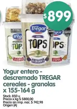 Supermercados Buenos Días Tregar yogur entero- descremado cereales-granolas oferta