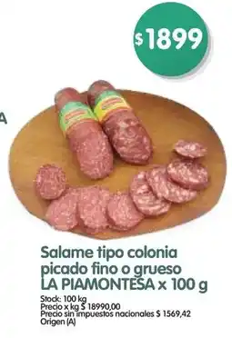 Supermercados Buenos Días La piamontesa salame tipo colonia picado fino o grueso oferta