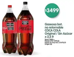 Supermercados Buenos Días Coca cola gaseosa bot. no retornable original/sin azúcar oferta