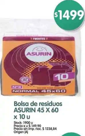 Supermercados Buenos Días Asurin bolsa de residuos oferta