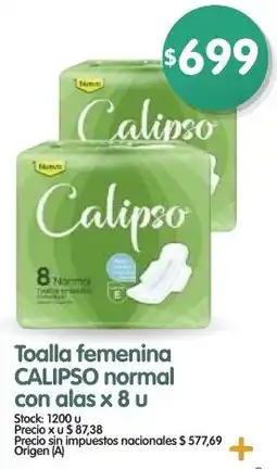 Supermercados Buenos Días Calipso toalla femenina normal con alas oferta