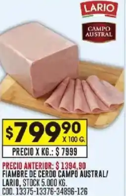 Coto Campo austral/ lario fiambre de cerdo oferta