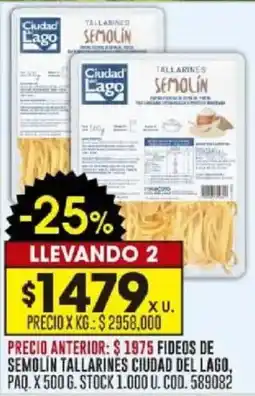 Coto Ciudad del lago fideos de semolin tallarinės paq. oferta