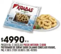 Coto Krabas preformado de surimi sabor calamar congelado oferta