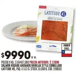 Coto Latitude 45 salmon rosado ahumado gravlax style congelado oferta
