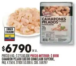 Coto Superbe camarón pelado cocido congelado paq. oferta
