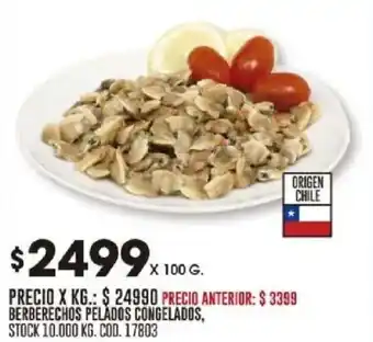 Berberechos pelados congelados