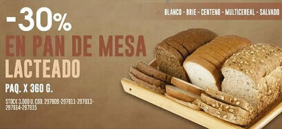 Coto En pan de mesa lacteado paq. oferta