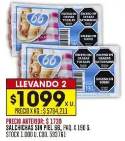 Coto 66 salsichas sin piel oferta