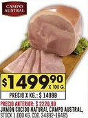 Coto Campo Austral jamon cocido natural oferta