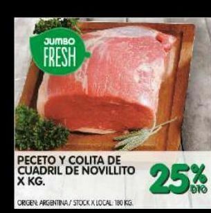Jumbo Peceto y colita de cuadril de novillito oferta