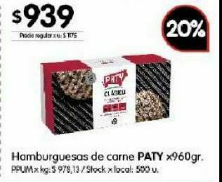 Disco Hamburguesas de carne paty 960g oferta