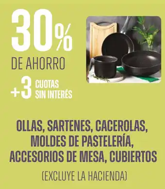 Ollas, sartenes, cacerolas, moldes de pastelería, accesorios de mesa, cubiertos