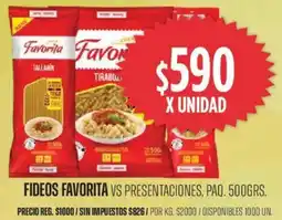 Supermercados Vea Fideos favorita vs presentaciones, paq. oferta