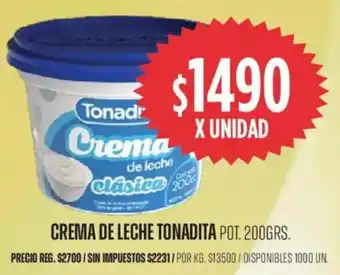 Supermercados Vea Tonadita crema de leche pot oferta
