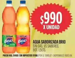 Supermercados Vea Brio agua saborizada sin gas, vs sabores, bot. oferta