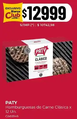 Diarco Paty hamburguesas de carne clásica oferta