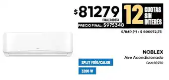 Diarco Noblex aire acondicionado oferta