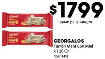 Diarco Georgalos turrón maní con miel oferta