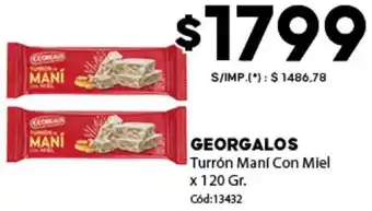Diarco Georgalos turrón maní con miel oferta