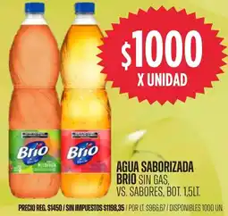 Supermercados Vea Brio agua saborizada sin gas vs. sabores, bot. oferta