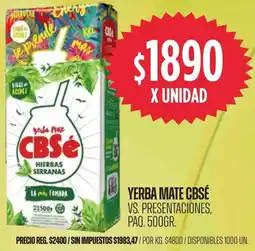 Supermercados Vea Cbsé yerba mate vs. presentaciones, paq. oferta