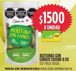 Supermercados Vea Aceitunas con carozo cuisine & co doy pack oferta
