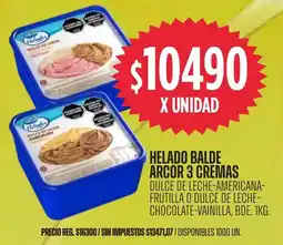 Supermercados Vea Helado balde arcor 3 cremas dulce de leche-americana- frutilla o dulce de leche- chocolate-vainilla, bde. oferta