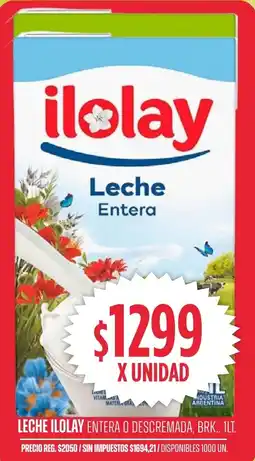 Supermercados Vea Ilolay leche entera o descremada, brk. oferta