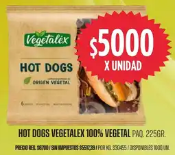 Supermercados Vea Vegetalex hot dogs 100% vegetal paq. oferta
