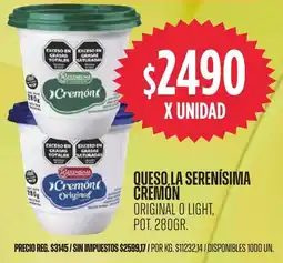 Supermercados Vea La serenísima queso cremon original o light, pot. oferta