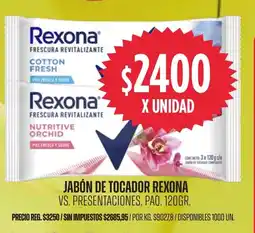 Supermercados Vea Rexona jabón de tocador vs. presentaciones, paq. oferta